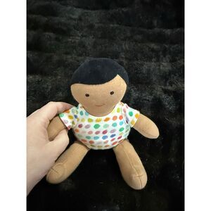 LOVEVERY Love Every Organic Cotton Baby Doll Plush Black Hair Tan Skin Tone 8”